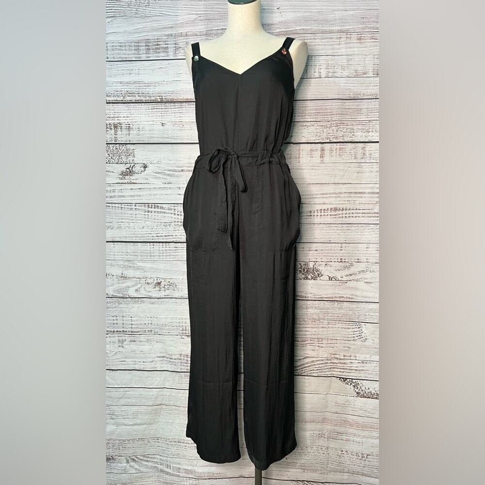Banana Republic Black Utility Jumpsuit Size 4 Drawstring Waist Flowy Sleeveless‎